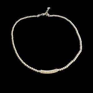 Brighton Silver Mingle Adore Bar Collar Necklace